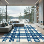 Bold Blue Tartan Plaid Check Rug