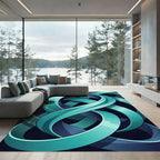 Modern Teal Abstract Infinity Ribbon Rug