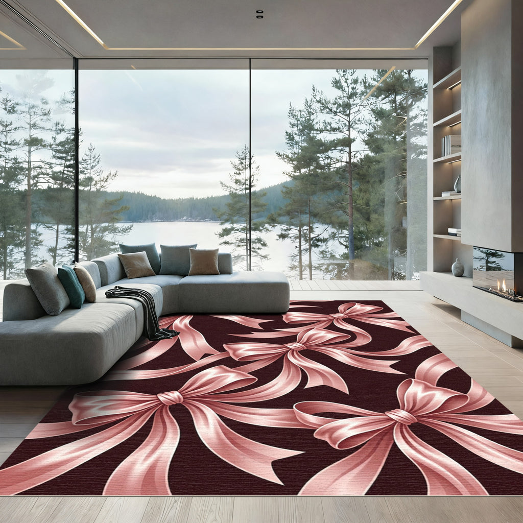Rose Gold Ribbon Bow Composition Rug