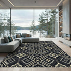 Elegant Dark Floral Medallion Diamond Rug