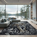 Monochrome Tiger Among Lush City Jungle Rug