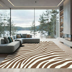 Modern Brown Zebra Wavy Stripe Rug