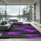 Neon Cyber Glitch Abstract Horizontal Lines Rug