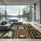 Nomad Camel Compass Grid Tile Art Rug