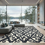 Ornate Black Vine Lattice Rug