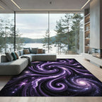 Cosmic Violet Swirling Galaxy Nebula Rug