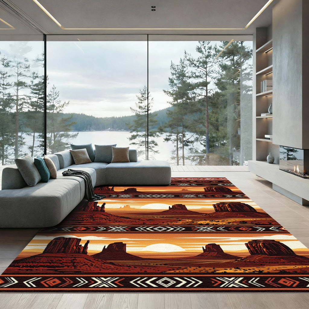 Sunset Mesa Southwest Geometric Desert Art Rug