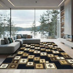 Golden Ethnic Symbols Mosaic Rug