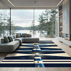 Coastal Navy and White Layered Lighthouse Rug