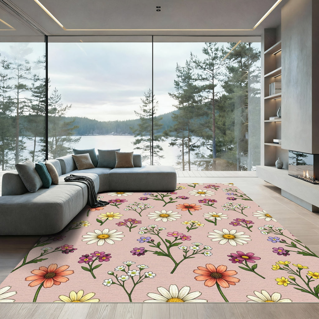Colorful Daisy Botanical Garden Rug