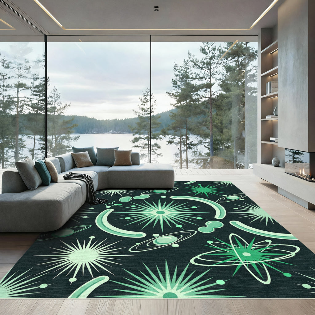 Retro Space Age Atomic Burst Rug