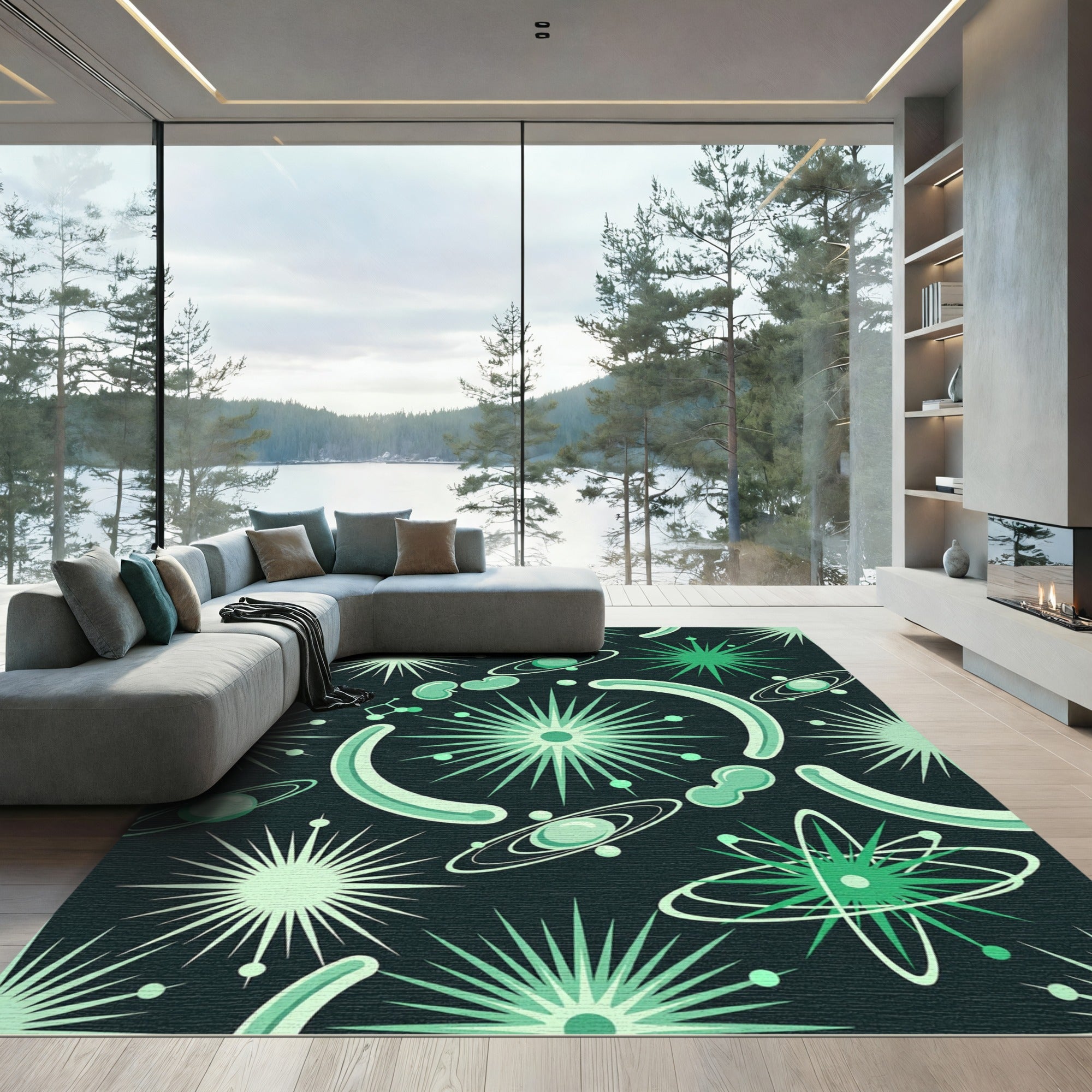 Retro Space Age Atomic Burst Rug