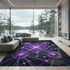 Neon Violet Cybernetic Radiant Grid Rug