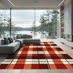 Classic Burnt Orange Plaid Check Rug
