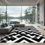 Bold Black and White Geometric Zigzag Rug