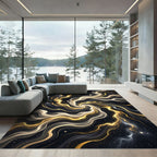 Golden Celestial Swirl Galactic Vortex Rug