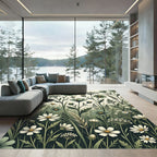 Sage Wildflower Meadow Botanical Illustration Rug