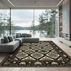 Traditional Tan Rose Garden Medallion Rug