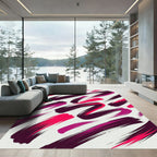 Vibrant Magenta Abstract Brush Stroke Art Rug