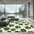 Emerald Shamrock Botanical Clover Field Rug