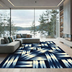 Woven Indigo Diamond Band Rug