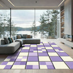 Lavender Cream Checkerboard Squares Rug