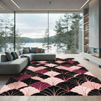 Art Deco Fan Blush Black Rug
