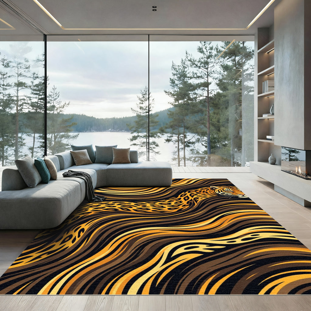 Wild Jaguar Fur Swirl Rug