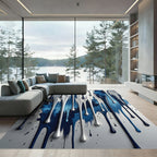Blue White Drip Abstract Paint Rug