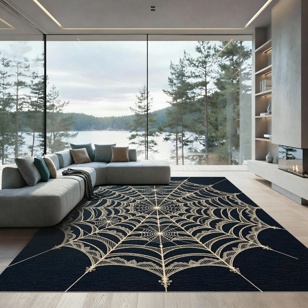 Cream Lace Spiderweb Radial Rug