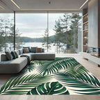 Emerald Green Palm Frond Overlay Rug