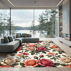 Romantic Garden Rose Bouquet Floral Rug
