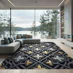 Silver and Gold Geometric Quatrefoil Rug