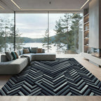 Sophisticated Gray Chevron Interlocking Geometric Rug