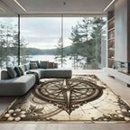Vintage Bronze Compass Floral Map Rug