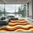 Warm Earthy Retro Wavy Striated Abstract Rug