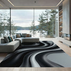 Monochromatic Drape Abstract Waves Rug