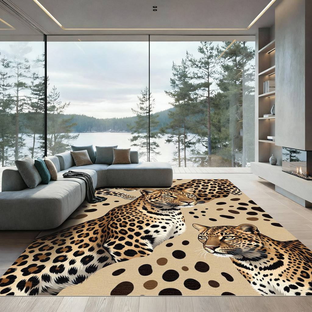 Leopard Spots Wildlife Collage Rug