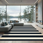 Classic Navy Cream Stripe Rug
