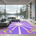 Purple Sun Rays Alphabet Rug