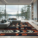 Bold Orange Arrow Tribal Stripes Rug