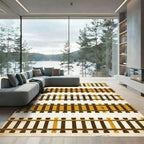 Vintage Amber Railway Track Graphic Rug