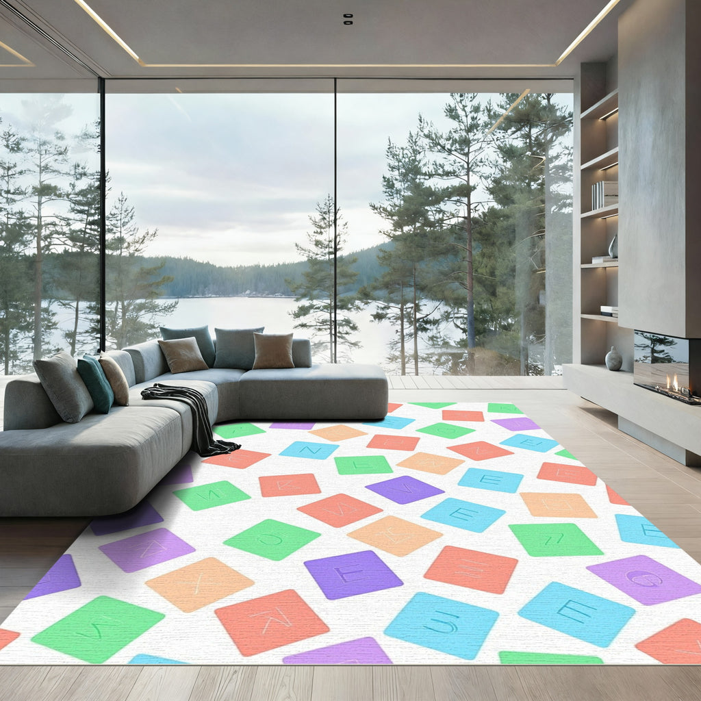 Colorful Alphabet Square Assortment Rug
