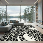Monochromatic Leopard Swirl Abstract Rug