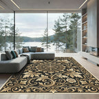 Golden Baroque Floral Medallion Rug