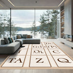 Alphabet Tiles Cream Brown Rug