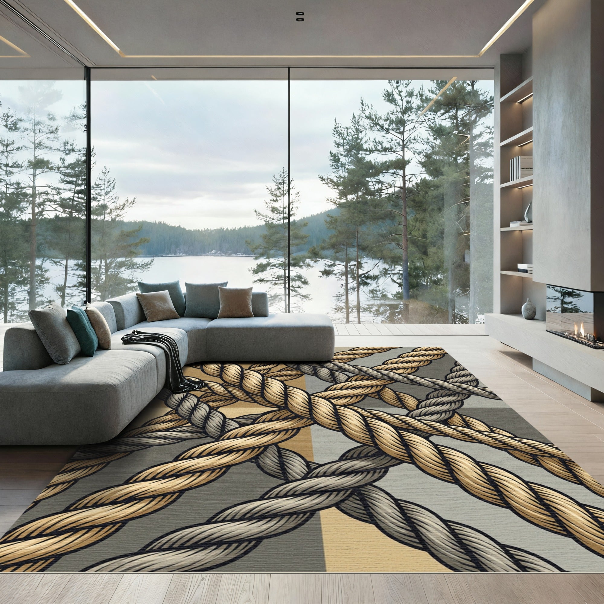 Intertwined Rope Geometric Composition Rug