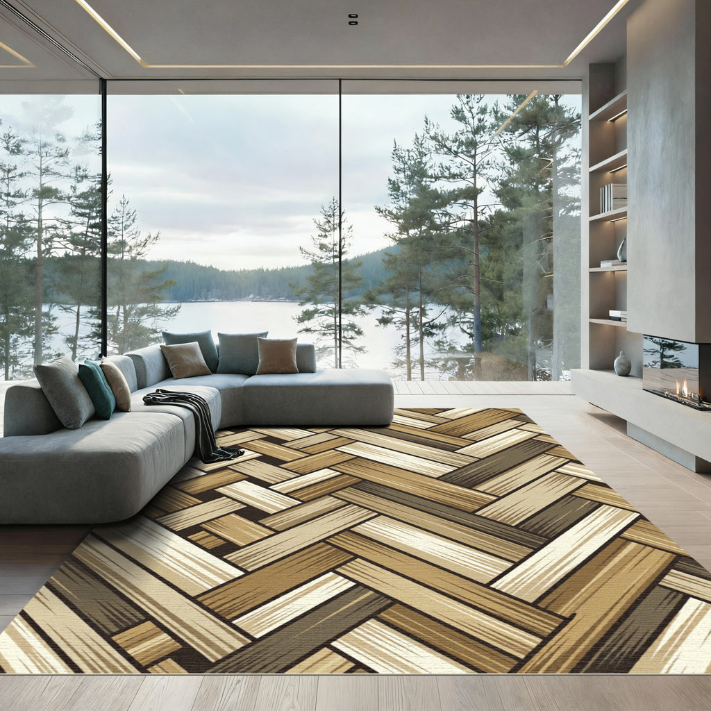Earthy Tones Woven Herringbone Rug