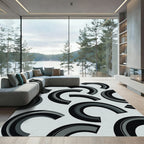 Modern Black Crescent Arch Rug