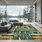 Rustic Sage and Ochre Barn Panel Rug